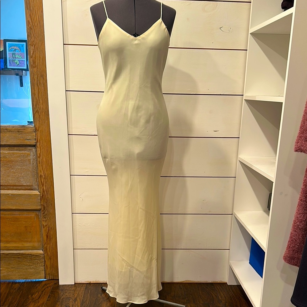 Elegant Light Yellow/Cream Slip Dress